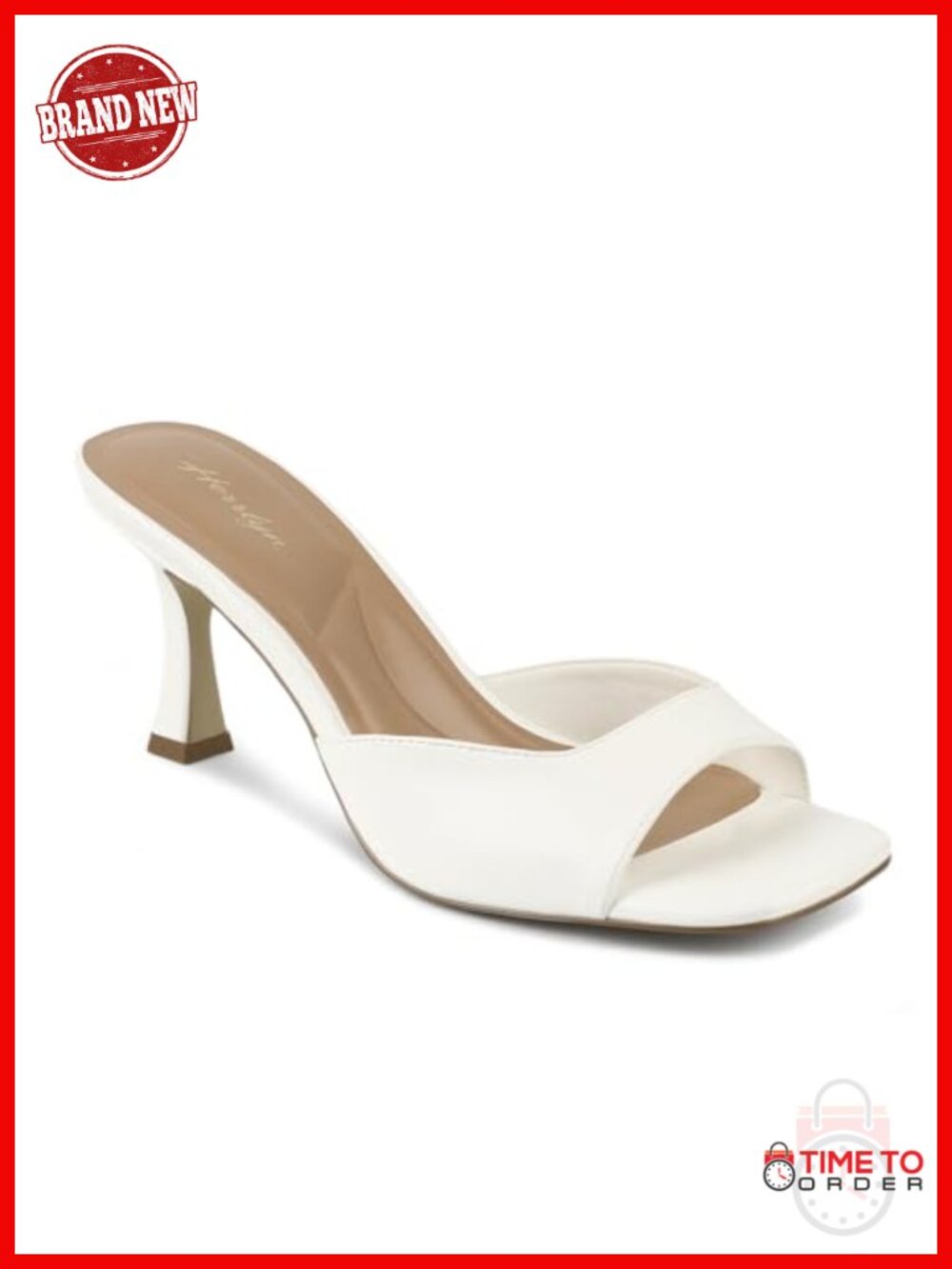 Square Toe Kitten Heel Mules Slip-On Backless Sandals